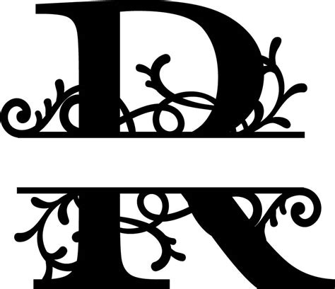 Download Free Split Monogram Embroidery design Letter R Commercial Use DXF Files