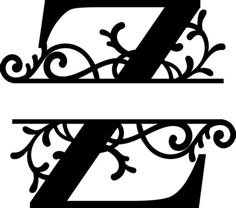 Download Free Split Monogram Embroidery design Letter Z DXF Files