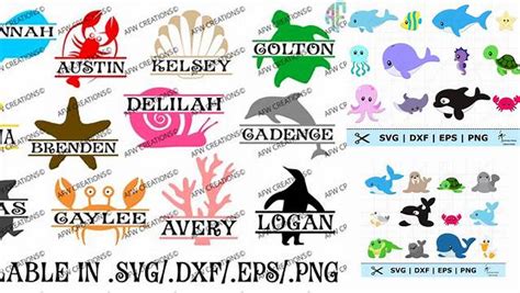 Download Free Split Ocean Animals - SVG, DXF, EPS Cut Files DXF Files