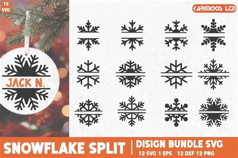 Download Free Split Snowflake Monogram Bundle Printable