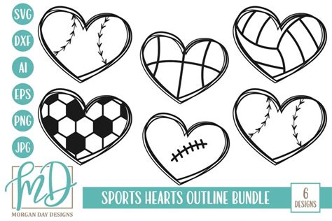 Download Free Sports Hearts SVG Bundle 2 DXF Files