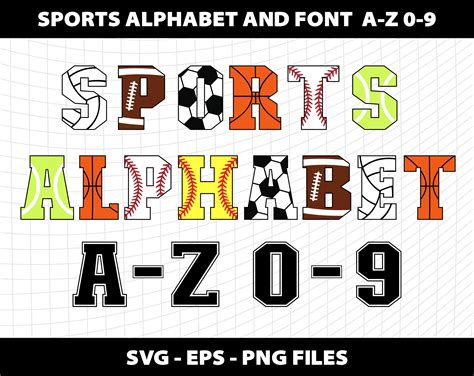 Download Free Sports Letters & Numbers - SVG, DXF, EPS Cut Files for Cricut