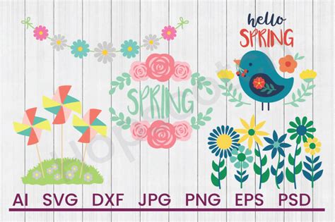 Download Free Spring Bundle, SVG Files, DXF Files, Cuttable Files Silhouette Free PSD Mockups