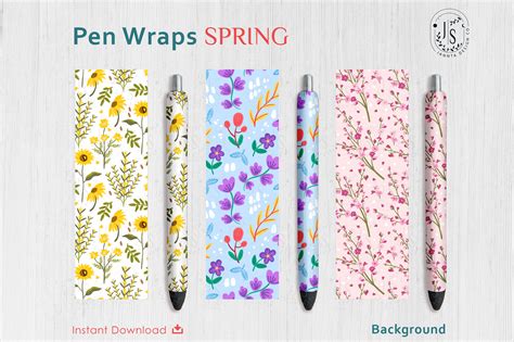 Download Free Spring Floral Pen Wraps PNG File Set Commercial Use