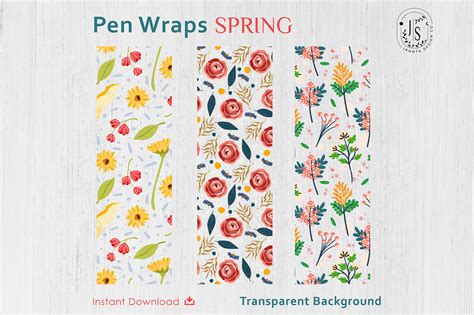 Download Free Spring Floral Pen Wraps PNG File Set Cricut SVG