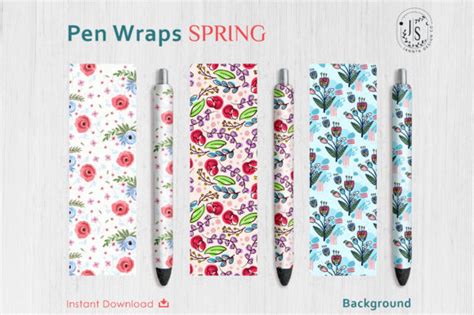 Download Free Spring Floral Pen Wraps PNG File Set For Silhouette