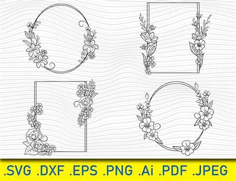 Download Free Spring Flower Frame - SVG File, DXF File Commercial Use DXF Files