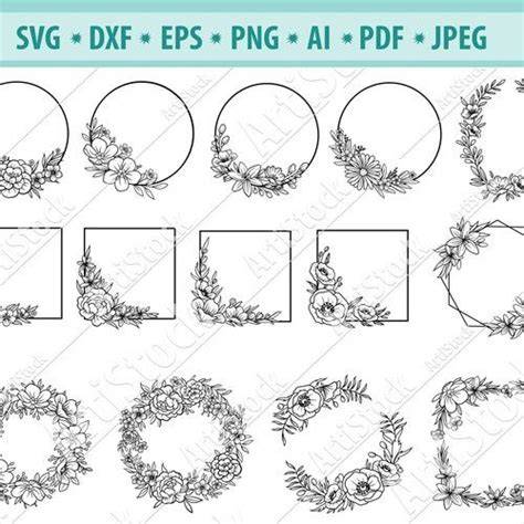 Download Free Spring Flower Frame - SVG File, DXF File Silhouette Free PSD Mockups