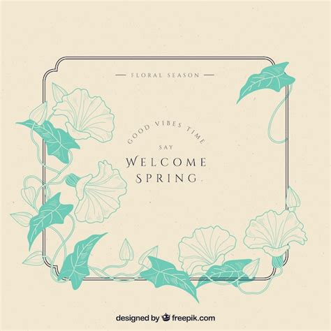 Download Free Spring Flower Frame Welcome - SVG File,DXF File Creativefabrica DXF Files