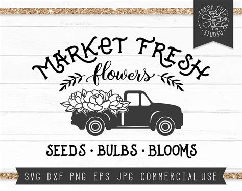 Download Free Spring Flower Market Old Truck SVG Files DXF Files