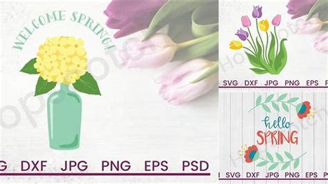 Download Free Spring SVG, Flower SVG, DXF File, Cuttable File DXF Files