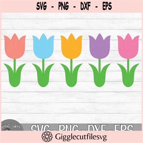 Download Free Spring Tulips. 8 Patterns Creativefabrica DXF Files