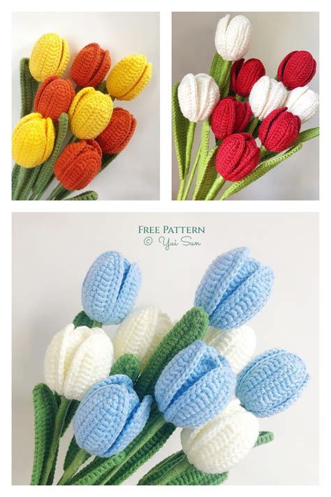 Download Free Spring Tulips. 8 Patterns Easy Edite