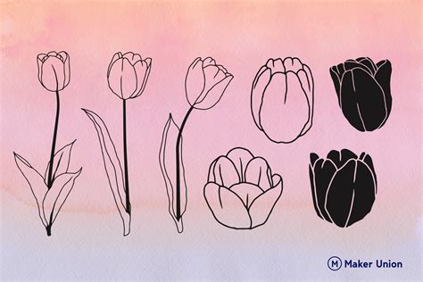 Download Free Spring Tulips. 8 Patterns Files DXF Files