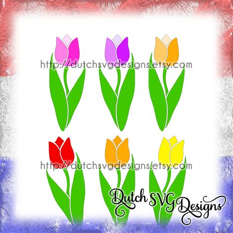 Download Free Spring Tulips. 8 Patterns Silhouette DXF Files