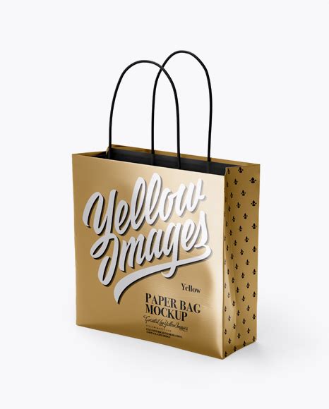 Download Free Square Metallic Paper Bag Mockup - Half Side View PSD Generator