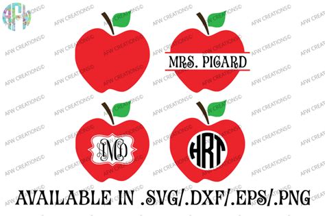 Download Free Square Monogram Pattern Apples - SVG, DXF, EPS Cut Files DXF Files