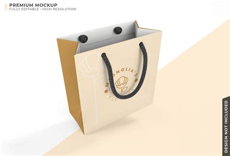 Download Free Square Paper Bag Mockup - Half Side View PSD Generator