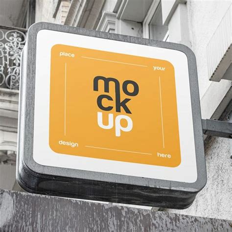 Download Free Square Signboard Mockup PSD Generator