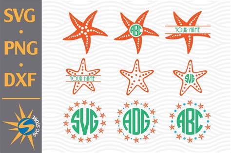 Download Free Starfish Monogram SVG, PNG, DXF Digital Files Include For Crafts