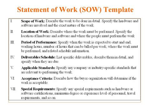 Free Statement Of Work Template Word