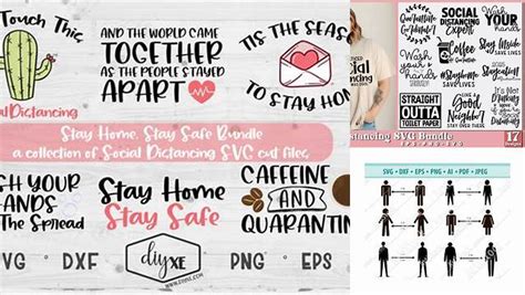 Download Free Stay Home Stay Safe Bundle - Social Distancing SVG Cut Files Commercial Use DXF Files