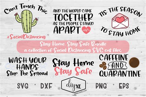 Download Free Stay Home Stay Safe Bundle - Social Distancing SVG Cut Files Printable