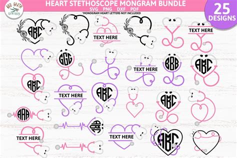 Download Free Stethoscope Monogram Frame | Nurse Cut File For Crafts