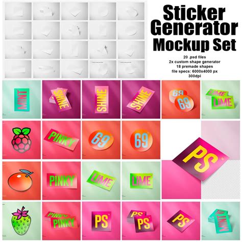Download Free Sticker Generator Mockup Set PSD Templates Yellowimages.com Free Object Mockups Yellowimages