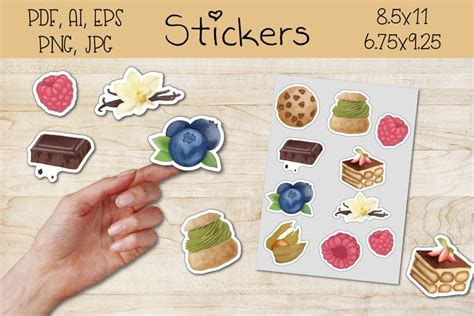 Download Free Stickers Print And Cut and for the GoodNotes. Sweet bakery Files DXF Files
