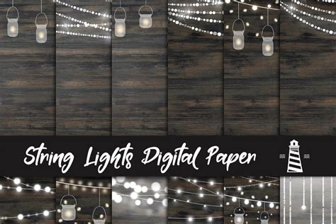 Download Free String Lights Digital Paper Silhouette Free PSD Mockups