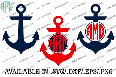 Download Free Striped Monogram Anchors - SVG, DXF, EPS Cut Files DXF Files