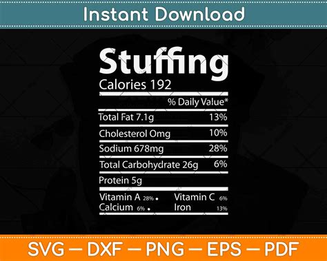 Download Free Stuffing Nutrition Facts Thanksgiving Files DXF Files