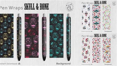 Download Free Sugar Skull Neon Pen Wraps PNG File Set DXF Files