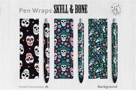 Download Free Sugar Skull Pen Wraps PNG File Set For Crafts