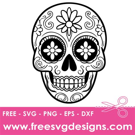Download Free Sugar Skull SVG Cut File Printable