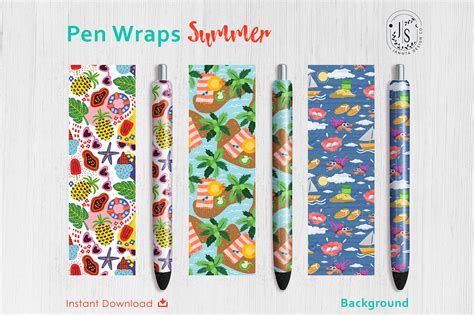 Download Free Summer Beach Pen Wraps PNG File Set Commercial Use DXF Files