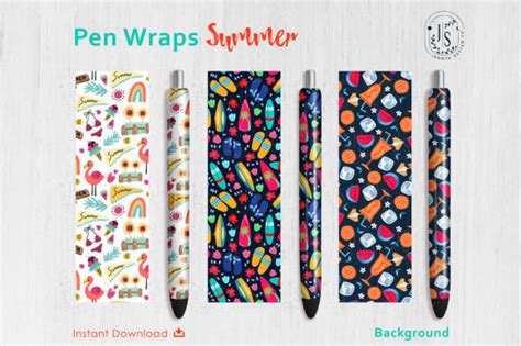 Download Free Summer Beach Pen Wraps PNG File Set DXF Files