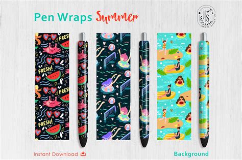 Download Free Summer Beach Pen Wraps PNG File Set Images