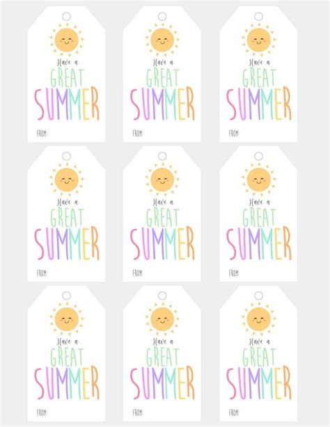 Download Free Summer Gift Tags Printable