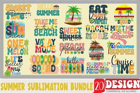 Download Free Summer Sublimation Bundle Commercial Use DXF Files