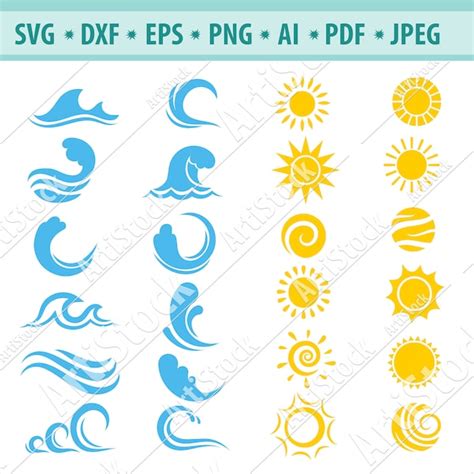 Download Free Summer Waves - Small Digital Papers DXF Files