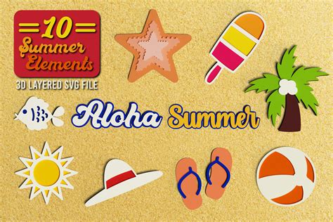 Download Free Summer set of elements SVG files Files