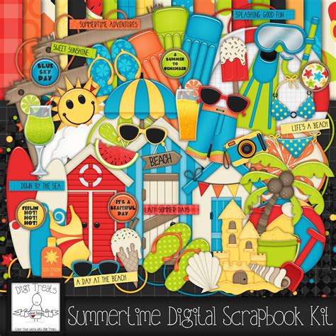 Download Free Summertime Digital Scrapbook Kit. Commercial Use