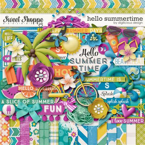 Download Free Summertime Digital Scrapbook Kit. Creativefabrica For Crafts