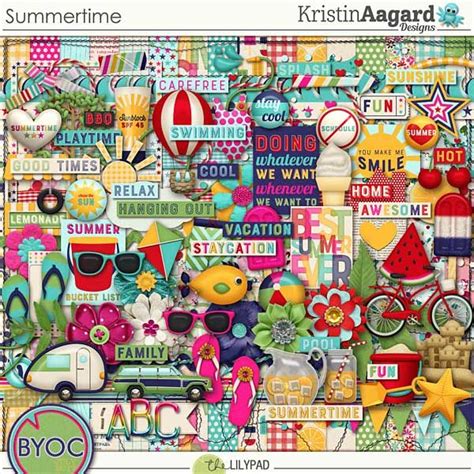 Download Free Summertime Digital Scrapbook Kit. Files
