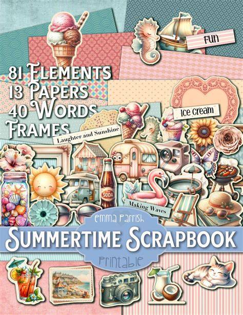 Download Free Summertime Digital Scrapbook Kit. For Cricut