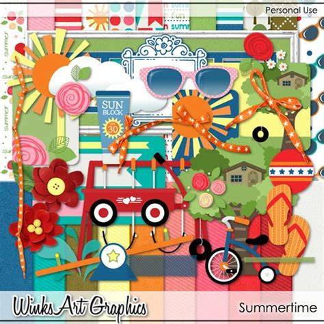 Download Free Summertime Digital Scrapbook Kit. For Silhouette