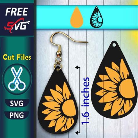 Download Free Sunflower Earring Template, SVG Crafts