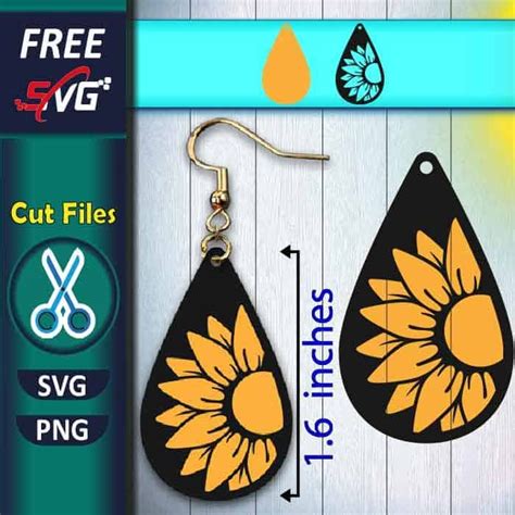 Download Free Sunflower Earring Template, SVG Cut Files